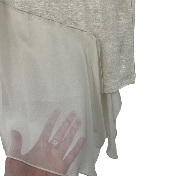 Per Se by Carlisle Short Sleeve Linen Silk Asymmetrical Metallic Top Women's 6 - Picture 3 of 7